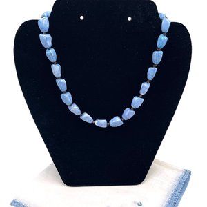 Premier Designs Necklace Blue Turquoise Single Strand Lobster Clasp 18"